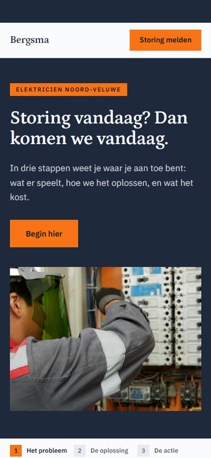 De voorbeeldsite voor Elektrotechniek Bergsma op een telefoon
